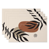 Aperturee - Aperturee Abstract Black Leaves Dots Print Set Of 4 Placemats