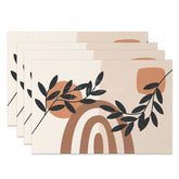 Aperturee - Aperturee Abstract Black Leaves Rainbow Moon Set Of 4 Placemats
