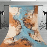 Aperturee - Aperturee Abstract Blue and Brown Paint Texture Sweep Backdrop Modern Artistic Studio Photography Decor