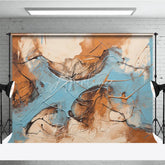 Aperturee - Aperturee Abstract Blue and Brown Textured Photography Backdrop Modern Art Studio Portrait Background