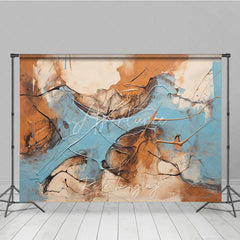 Aperturee - Aperturee Abstract Blue and Brown Textured Photography Backdrop Modern Art Studio Portrait Background