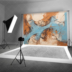 Aperturee - Aperturee Abstract Blue and Brown Textured Photography Backdrop Modern Art Studio Portrait Background