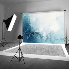 Aperturee - Aperturee Abstract Blue and White Ocean Wave Texture Backdrop Artistic Brush Stroke Portrait Photography Background