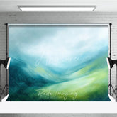 Aperturee - Aperturee Abstract Blue Green Painterly Photography Backdrop Serene Landscape Art for Studio Portraits