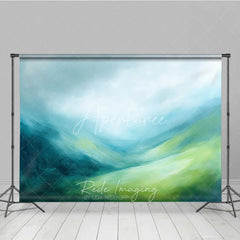 Aperturee - Aperturee Abstract Blue Green Painterly Photography Backdrop Serene Landscape Art for Studio Portraits