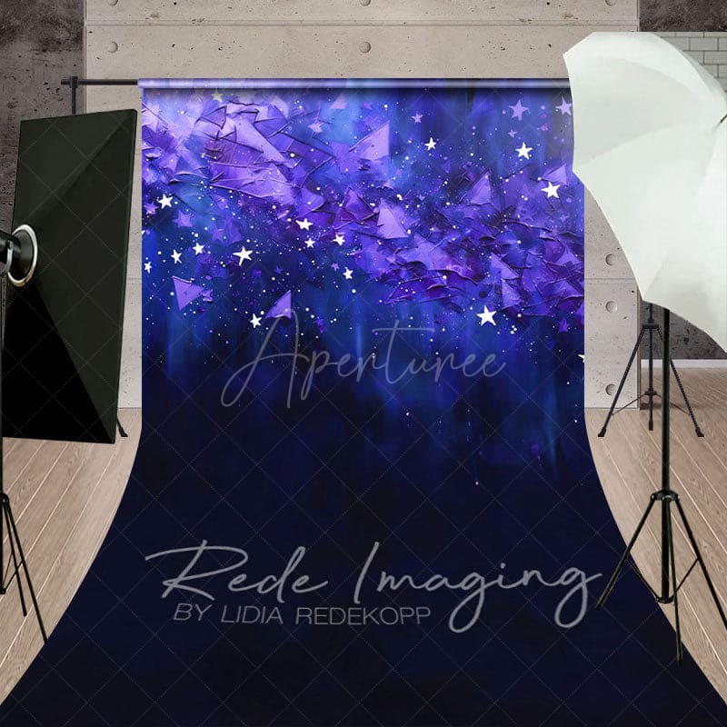 Aperturee - Aperturee Abstract Blue Purple Stars Fine Art Sweep Backdrop