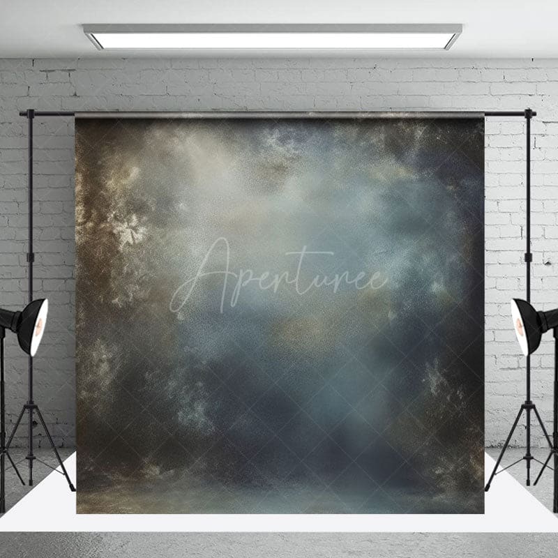 Aperturee - Aperturee Abstract Blue Wall Floral Wood Floor Room Set Backdrop