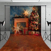 Aperturee - Aperturee Abstract Blue Wall Xmas Tree Christmas Sweep Backdrop