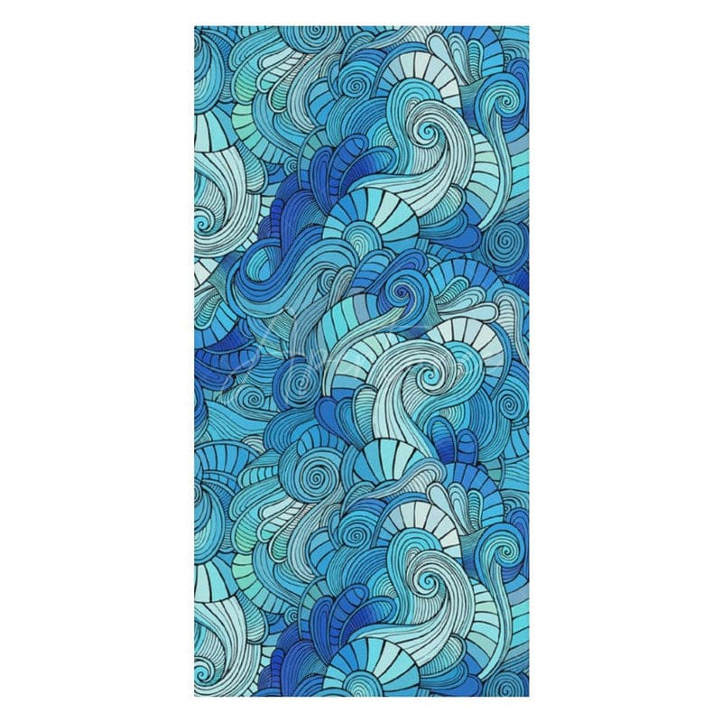 Aperturee - Aperturee Abstract Blue Waves Print Custom Name Beach Towel