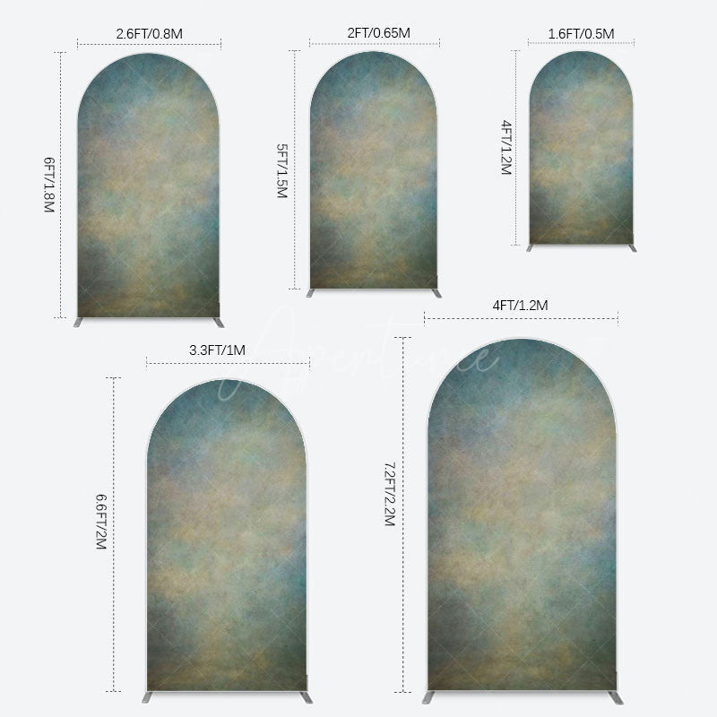 Aperturee - Aperturee Abstract Blue Yellow Mixed Pattern Arch Backdrop