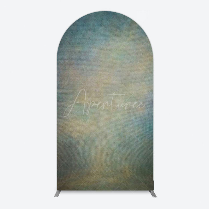 Aperturee - Aperturee Abstract Blue Yellow Mixed Pattern Arch Backdrop