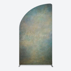 Aperturee - Aperturee Abstract Blue Yellow Mixed Pattern Half Moon Arch Backdrop