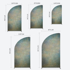 Aperturee - Aperturee Abstract Blue Yellow Mixed Pattern Half Moon Arch Backdrop