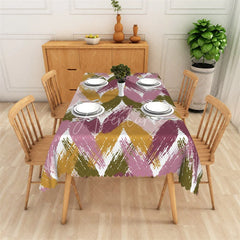 Aperturee - Aperturee Abstract Chevron Brush Stroke Rectangle Tablecloth Modern Boho Party Decor for Dining and Events