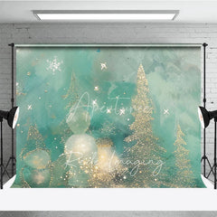 Aperturee - Aperturee Abstract Christmas Tree Photography Backdrop Gold and Teal with Bokeh Lights Modern Fine Art Holiday Decor