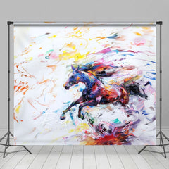 Aperturee - Aperturee Abstract Colorful Running Painted Horse Backdrop