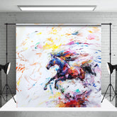 Aperturee - Aperturee Abstract Colorful Running Painted Horse Backdrop