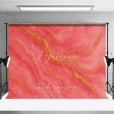 Aperturee - Aperturee Abstract Coral Pink and Gold Veins Photography Backdrop Elegant Textured Marble Style for Studio