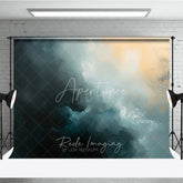 Aperturee - Aperturee Abstract Dark Blue and Gold Oil Painting Photography Backdrop Artistic Texture Portrait Background