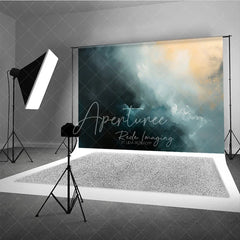Aperturee - Aperturee Abstract Dark Blue and Gold Oil Painting Photography Backdrop Artistic Texture Portrait Background