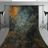 Aperturee - Aperturee Abstract Dark Teal and Rusty Orange Textured Sweep Backdrop Weathered Stone Photography Background