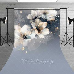 Aperturee - Aperturee Abstract Dreamy Floral Sweep Photo Backdrop Translucent White Flower Background Gold Dot Art Floor Prop