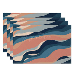 Aperturee - Aperturee Abstract Earth Art Placemats Set of 4 Modern Lines Design for Contemporary and Minimalist Dining Table