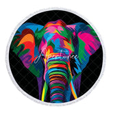 Aperturee - Aperturee Abstract Elephant Art Summer Vibe Round Beach Towel