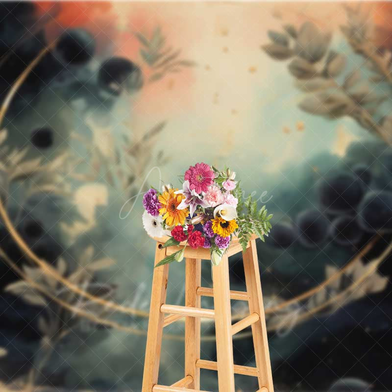 Aperturee Aperturee Abstract Fine Art Photography Backdrop Moody Dark Teal and Gold with Smoke Ethereal Mystical Studio Photo Prop