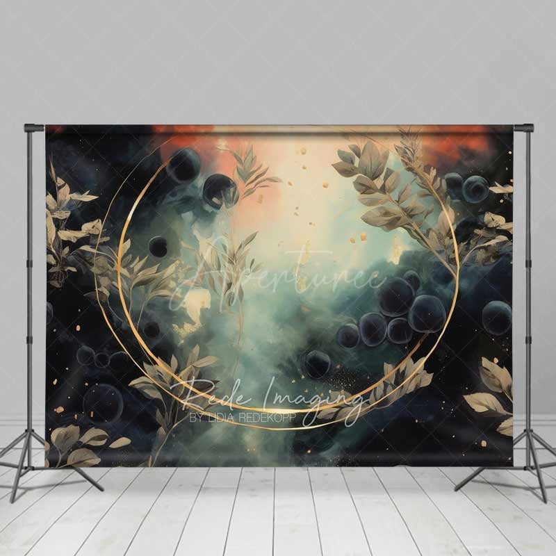 Aperturee Aperturee Abstract Fine Art Photography Backdrop Moody Dark Teal and Gold with Smoke Ethereal Mystical Studio Photo Prop
