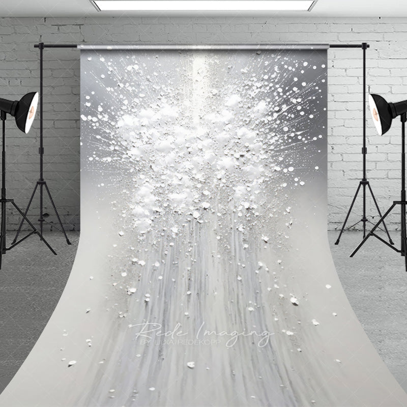 Aperturee Aperturee Abstract Fine Art Sweep Photo Backdrop Silver and White Paint Splatter Modern Textured Studio Photo Prop