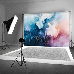 Aperturee - Aperturee Abstract Fluid Blue and Pink Swirl Photography Backdrop Ethereal Painterly Art for Creative Photo Shoots