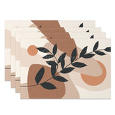 Aperturee - Aperturee Abstract Geometric Leaves Pattern Set Of 4 Placemats
