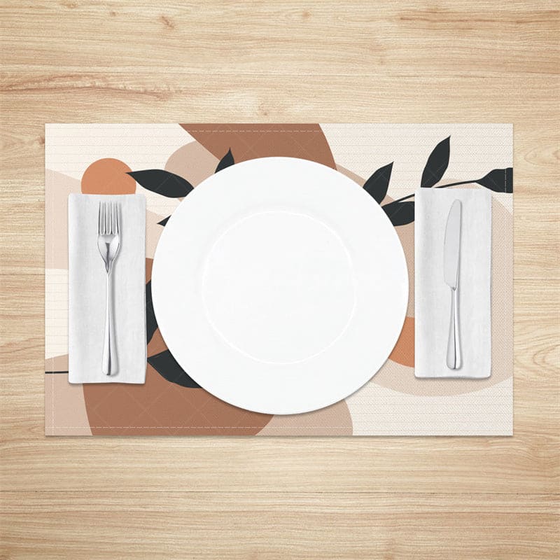 Aperturee - Aperturee Abstract Geometric Leaves Pattern Set Of 4 Placemats
