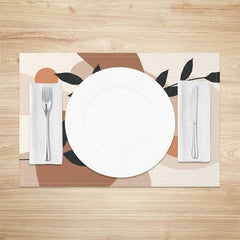 Aperturee - Aperturee Abstract Geometric Leaves Pattern Set Of 4 Placemats