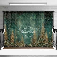 Aperturee - Aperturee Abstract Gold Glitter Forest Backdrop Dark Green Magical Rain Photography Background