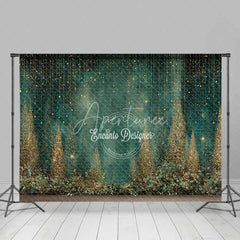 Aperturee - Aperturee Abstract Gold Glitter Forest Backdrop Dark Green Magical Rain Photography Background