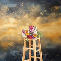 Aperturee - Aperturee Abstract Gold Splatter Dark Blue and Ochre Photography Backdrop Elegant Artistic Portrait Studio Prop