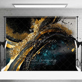Aperturee - Aperturee Abstract Gold Texture Fine Art Backdrop Dark Blue Black Swirls Paint Strokes Studio Photography Background