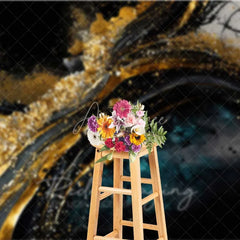 Aperturee - Aperturee Abstract Gold Texture Fine Art Backdrop Dark Blue Black Swirls Paint Strokes Studio Photography Background