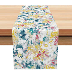 Aperturee - Aperturee Abstract Graffiti Style Table Runner with Floral Elements for Artistic Urban and Modern Dining Decor