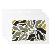 Aperturee - Aperturee Abstract Green Black Plant Leaves Set of 4 Placemats