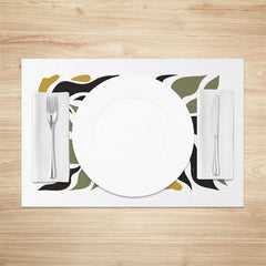 Aperturee - Aperturee Abstract Green Black Plant Leaves Set of 4 Placemats