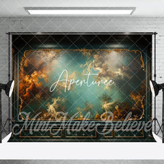 Aperturee - Aperturee Abstract Green Gold Textured Marble Room Set Backdrop
