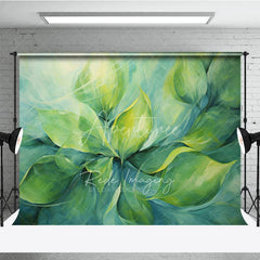 Aperturee - Aperturee Abstract Green Leaves Fine Art Backdrop Swirling Nature Plant Oil Painting Style Background Creative Photography