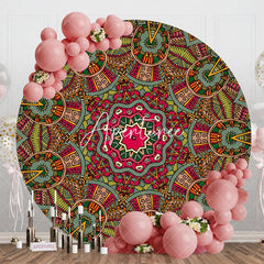 Aperturee - Aperturee Abstract Green Red Pattern Round Ethiopian Backdrop