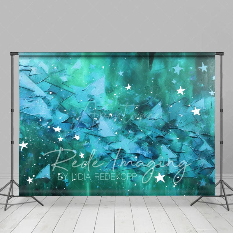 Aperturee - Aperturee Abstract Green Stars Fine Art Photography Backdrop