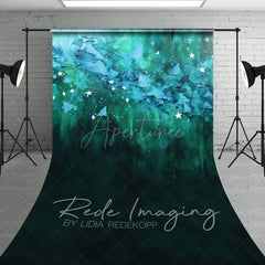 Aperturee - Aperturee Abstract Green Stars Fine Art Sweep Photo Backdrop