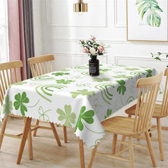 Aperturee - Aperturee Abstract Ink Green Shamrock Rectangle Tablecloth Grunge Lucky Clover St Patricks Day Table Cover