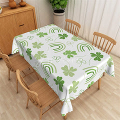 Aperturee - Aperturee Abstract Ink Green Shamrock Rectangle Tablecloth Grunge Lucky Clover St Patricks Day Table Cover